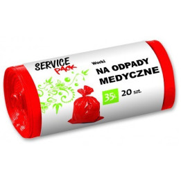 Worki czerwone na odpady medyczne 35L 20szt.