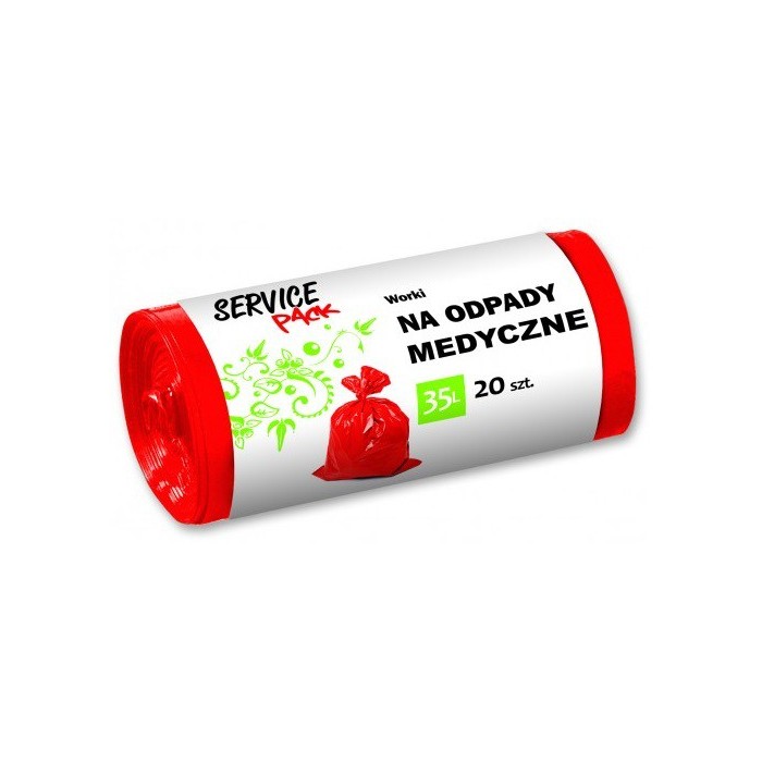 Worki czerwone na odpady medyczne 35L 20szt.