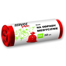 Worki czerwone na odpady medyczne 60L 20szt.