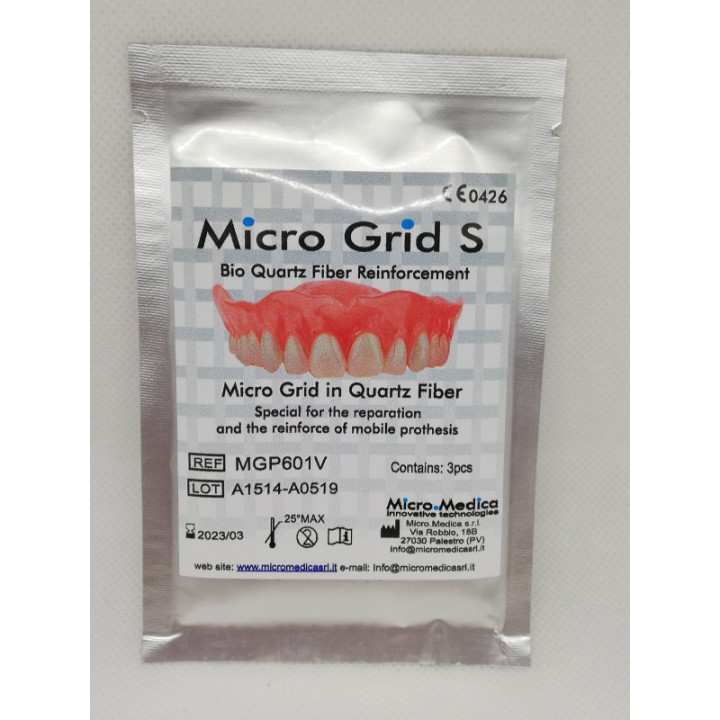 Światłoutwardzalna siatka wzmacniająca MICRO GRID S 0,45mm 6x6cm 3szt.