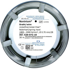 Drut NONINIUM 0,7mm BEZ NIKLU Sprężysto-twardy 30m 520-072-10 DENTAURUM