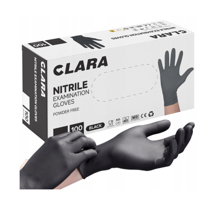 Rękawice nitrylowe czarne CLARA 100szt.