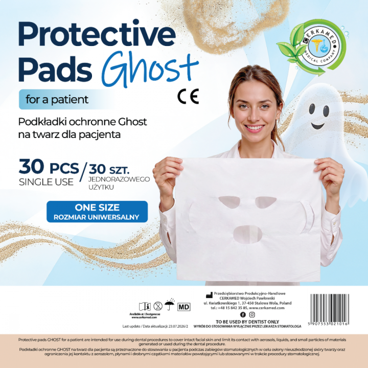 Podkładki ochronne ghost na twarz dla pacjenta 30szt. Cerkamed